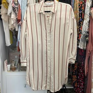 Striped Button-Down Shirt Dress